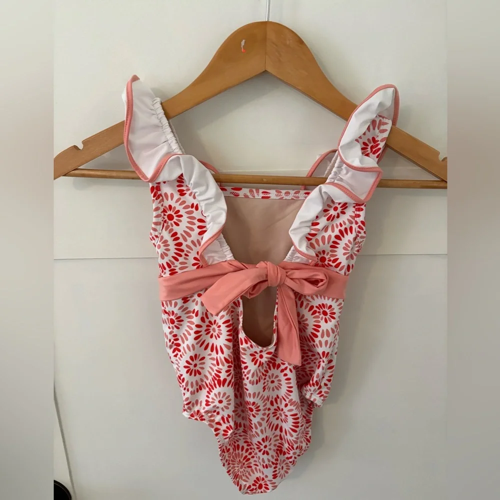Bella Bliss Girl’s Tie-Back Ruffle Swimsuit. Size 7.